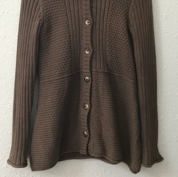 Calvin Klein brown button down knit long cardigan - Picture 4 of 7